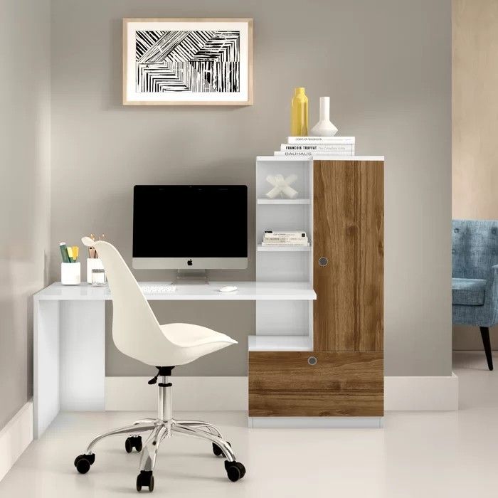 Desk Wooden & White - 140 x 50 x 140 cm | DE2