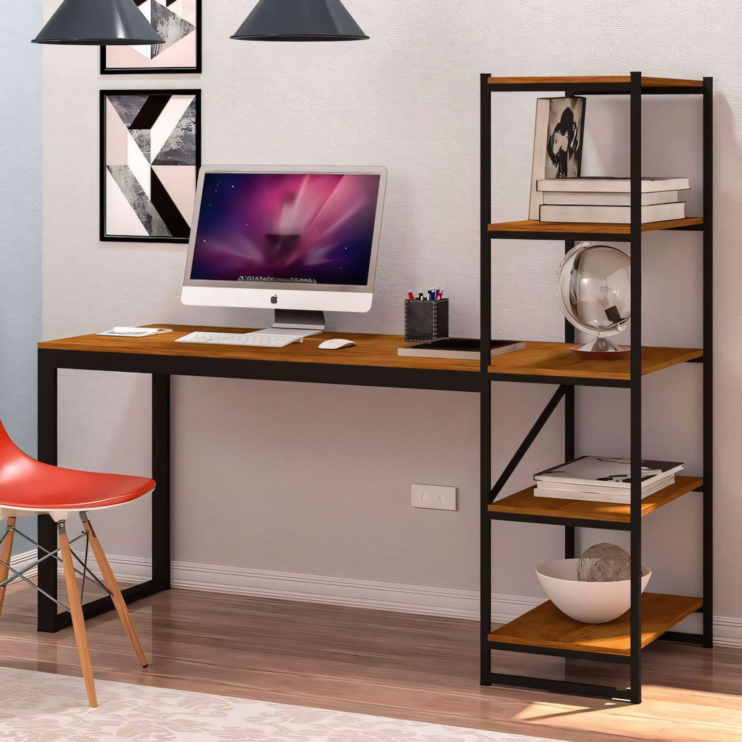 Desk Wooden & Black - 150 x 50 x 150 cm | DE5