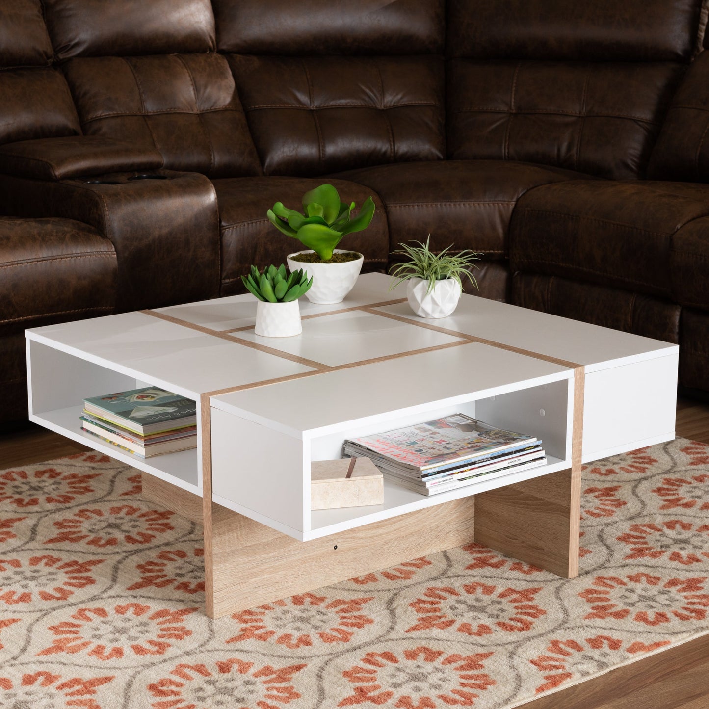 Table Unit White & Wooden - 80 x 80 x 40 cm | TA1