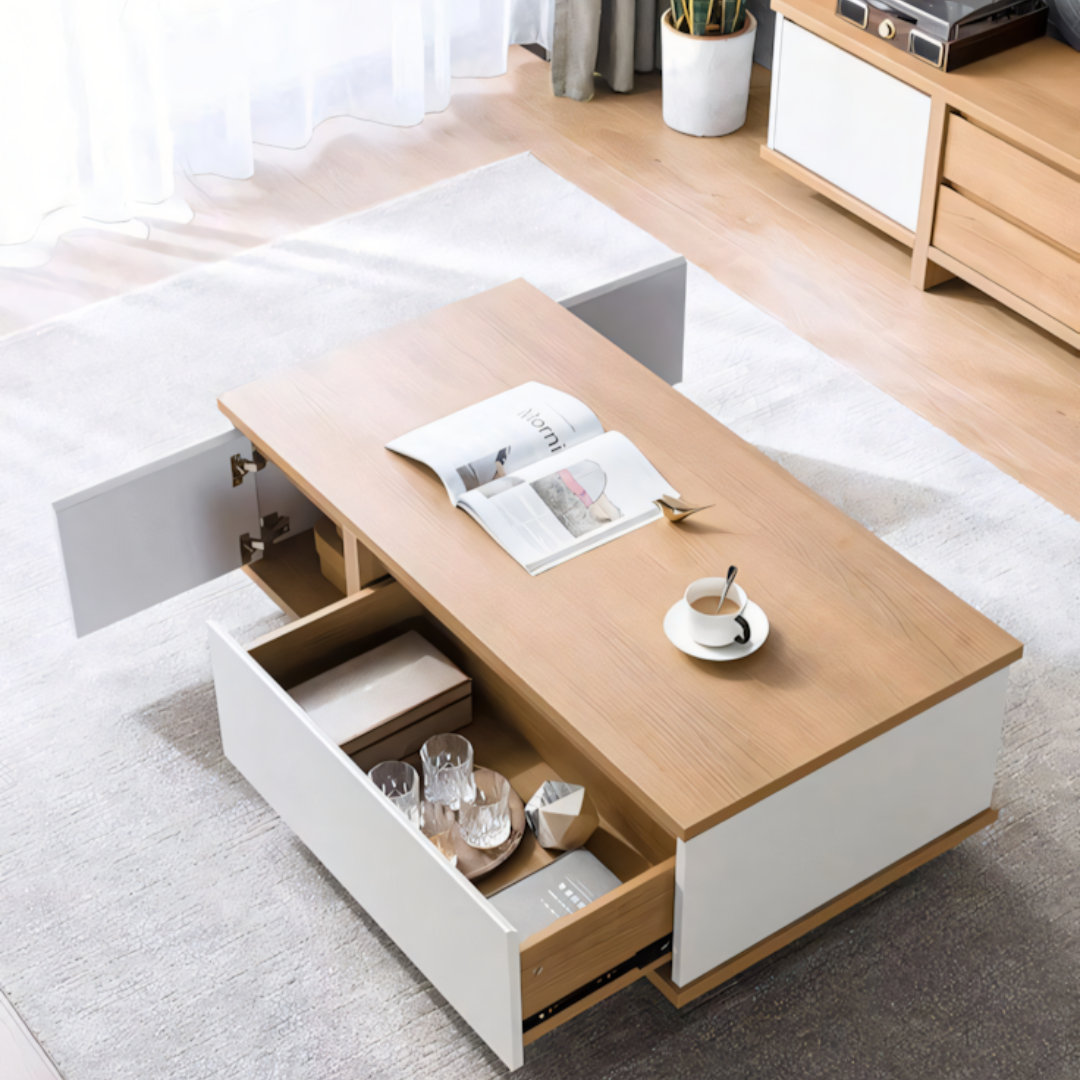 Table Unit White & Wooden - 120 x 50 x 40 cm | TA4