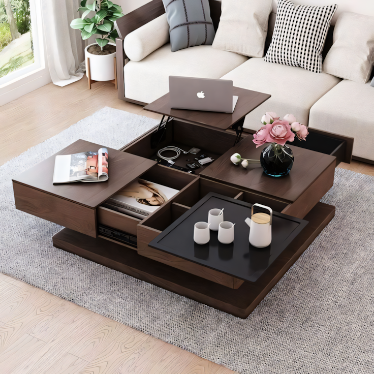 Table Unit Brown & Black - 70 x 70 x 40 cm | TA54