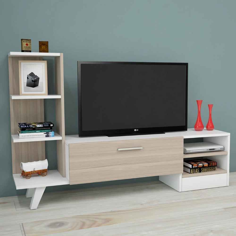 Tv Unit White & Wooden - 160 x 40 x 40 cm | TV39