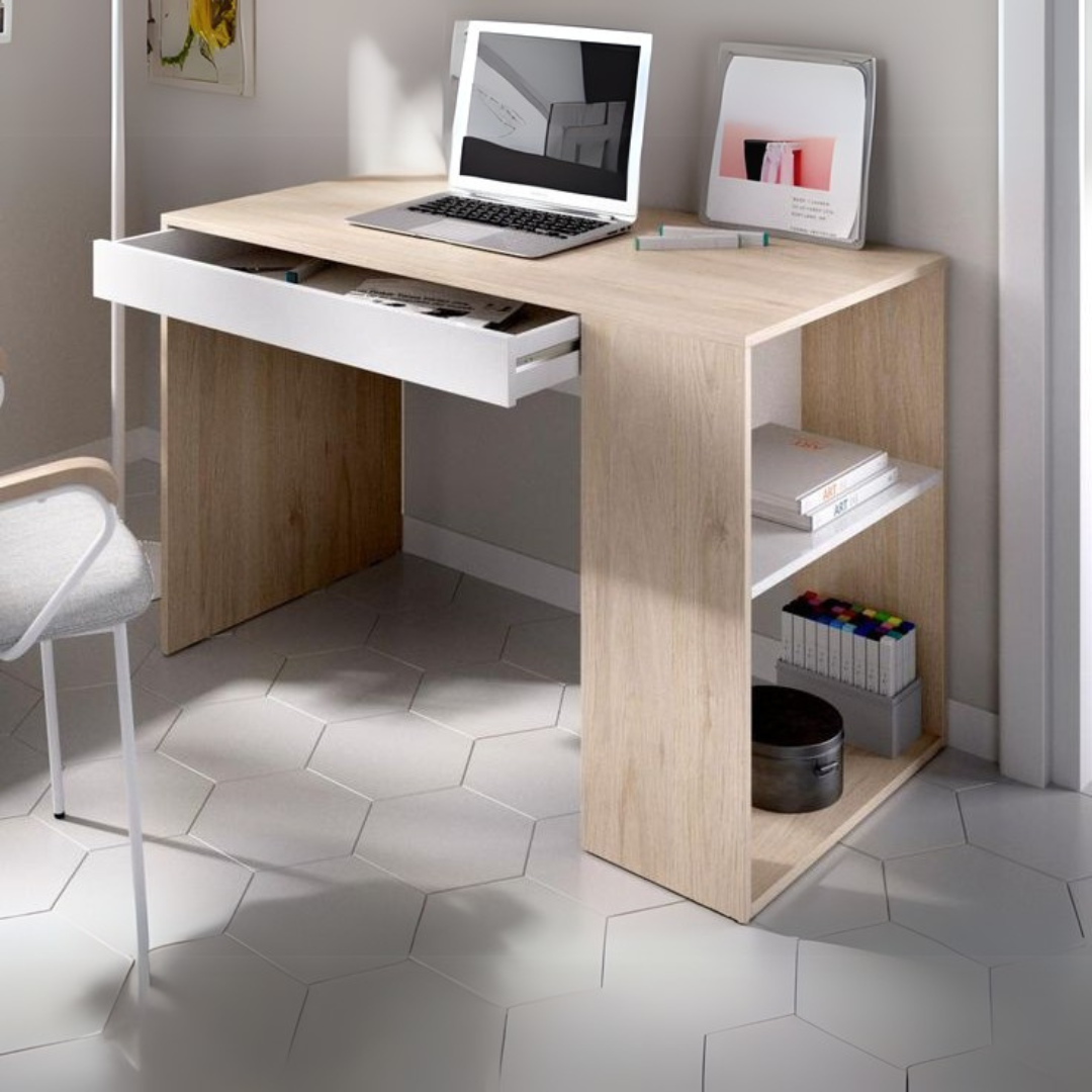 Desk Wooden & White - 100 x 50 x 80 cm | DE11