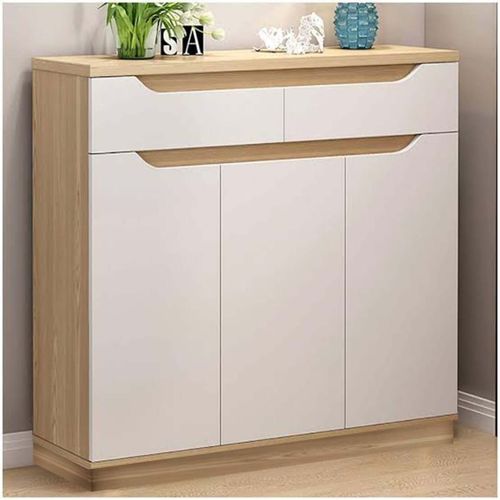 Shoe Closet White & Wooden - 120 x 40 x 100 cm | SU26