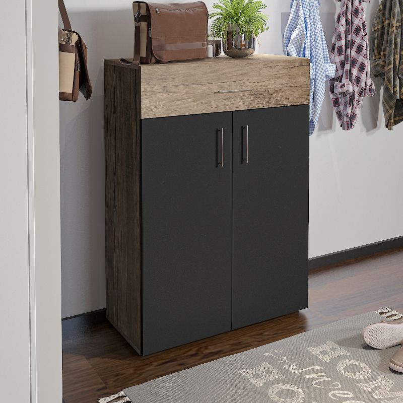 Shoe Closet Black & Wooden - 80 x 40 x 100 cm | SU58