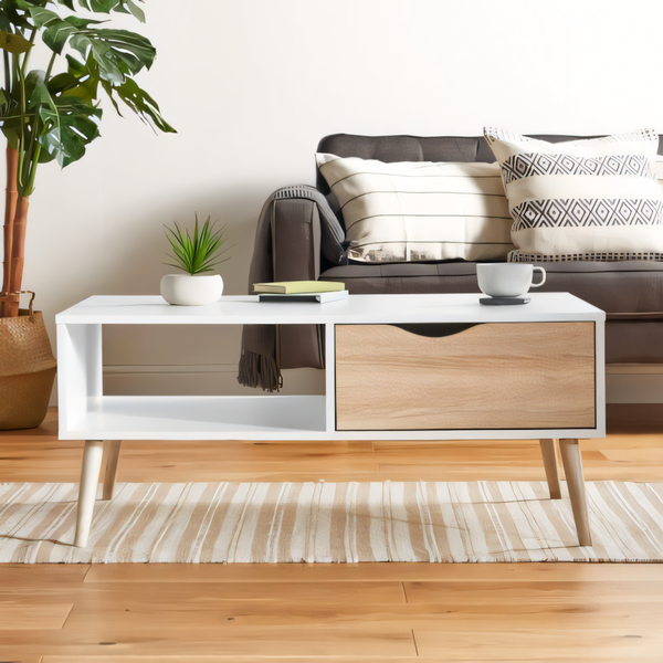 Table Unit White & Wooden - 100 x 50 x 40 cm | TA12