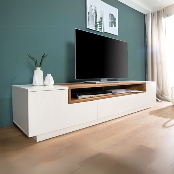 Tv Unit White & Wooden - 180 x 40 x 40 cm | TV17