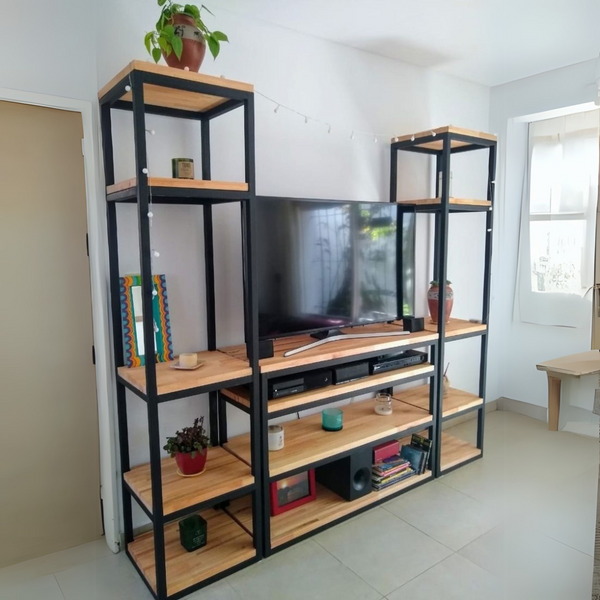 Tv Unit Black & Wooden - 160 x 35 x 160 cm | TV24