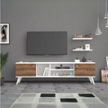 Tv Unit White & Wooden - 180 x 40 x 40 cm | TV28