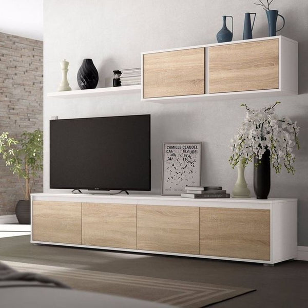 Tv Unit White & Wooden - 180 x 40 x 40 cm | TV30