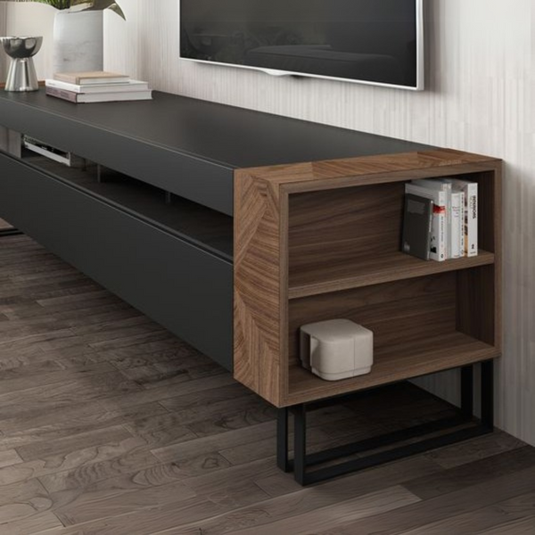 Tv Unit Black & Wooden - 160 x 40 x 40 cm | TV34