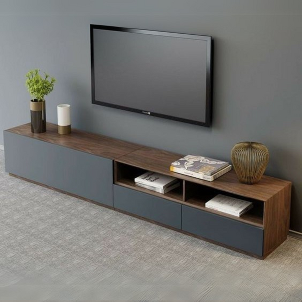 Tv Unit Black & Wooden - 180 x 40 x 40 cm | TV36