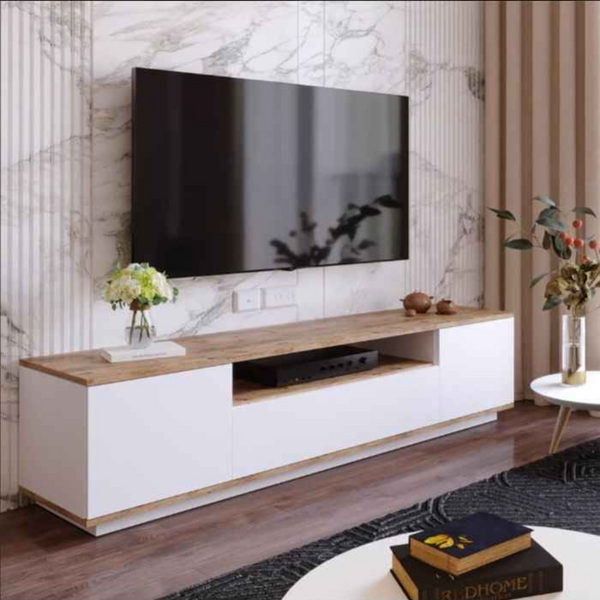 Tv Unit White & Wooden - 160 x 40 x 40 cm | TV53
