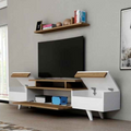 Tv Unit White & Wooden - 160 x 40 x 40 cm | TV55