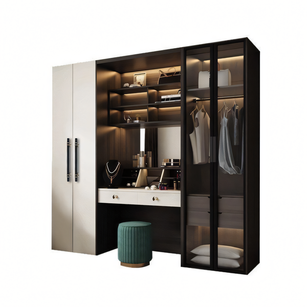 Wardrobe White & Black - 240 x 50 x 220 cm | WD12