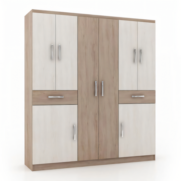 Wardrobe White & Wooden - 180 x 50 x 220 cm | WD23