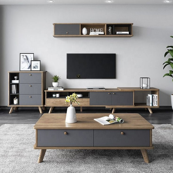 Living Room Set Black & Wooden - 260 x 40 x 40 cm | SET44