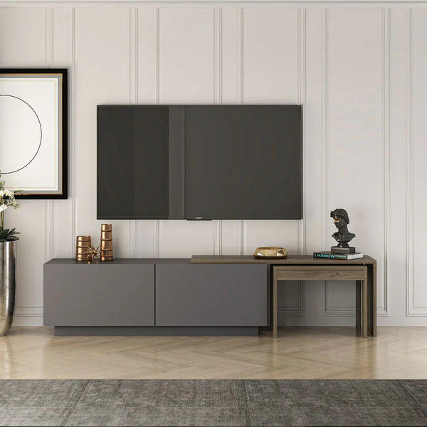 Tv Unit Grey & Wooden - 160 x 40 x 40 cm | TV105