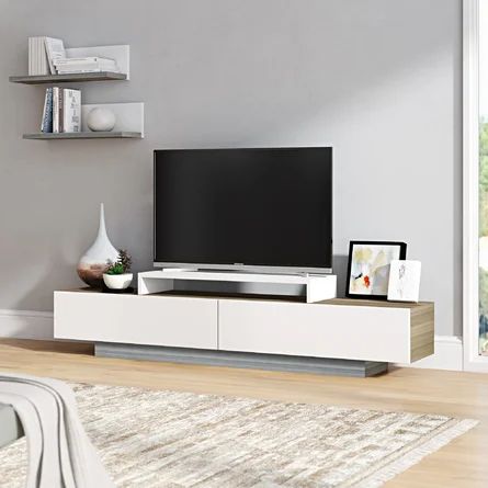 Tv Unit White & Wooden - 180 x 40 x 40 cm | TV10