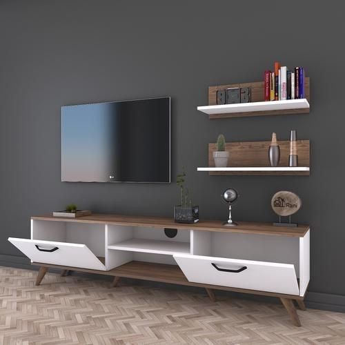 Tv Unit White & Wooden - 160 x 40 x 40 cm | TV15