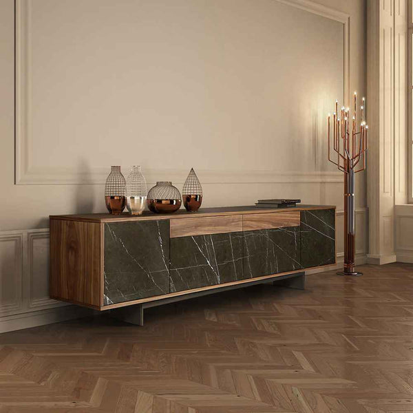 Tv Unit Black & Wooden - 180 x 40 x 40 cm | TV46