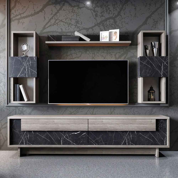Tv Unit Wooden & Black - 180 x 40 x 40 cm | TV58