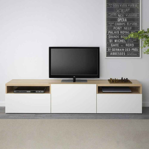 Tv Unit White & Wooden - 160 x 40 x 40 cm | TV59