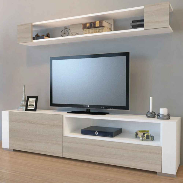 Tv Unit White & Wooden - 160 x 40 x 40 cm | TV60