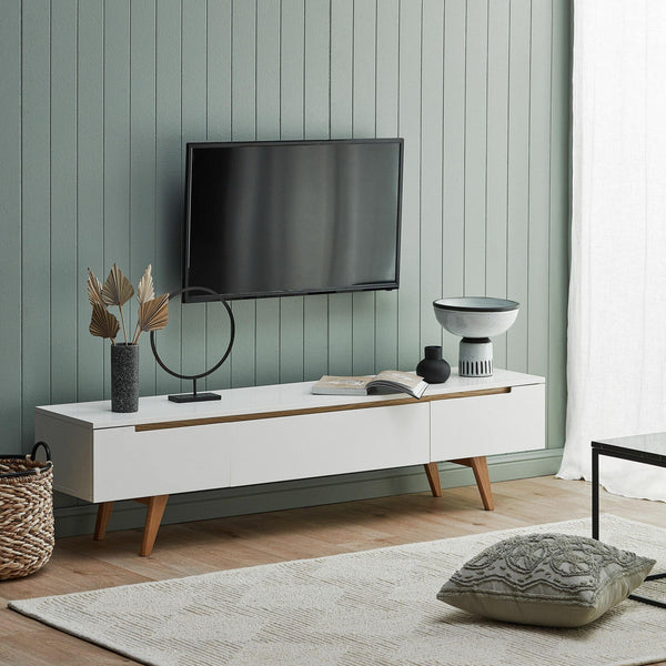 Tv Unit White & Wooden - 160 x 40 x 40 cm | TV67