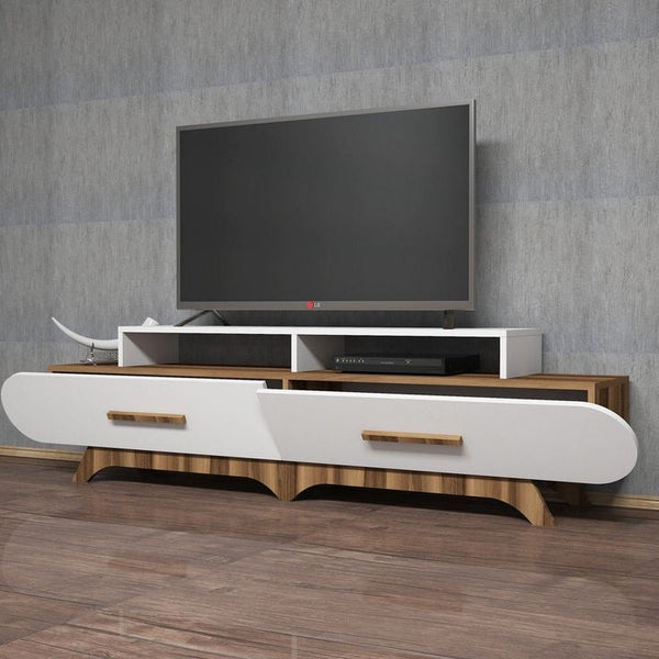Tv Unit White & Wooden - 180 x 40 x 40 cm | TV76